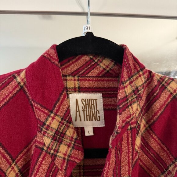 A Shirt Thing charlotte flannel shirt - cranberry Size Large Color Red - Picture 3 of 4